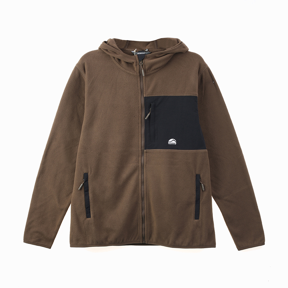Wholesale Men Full Zip Tops Mens Polar Fleece Hooded Jacket