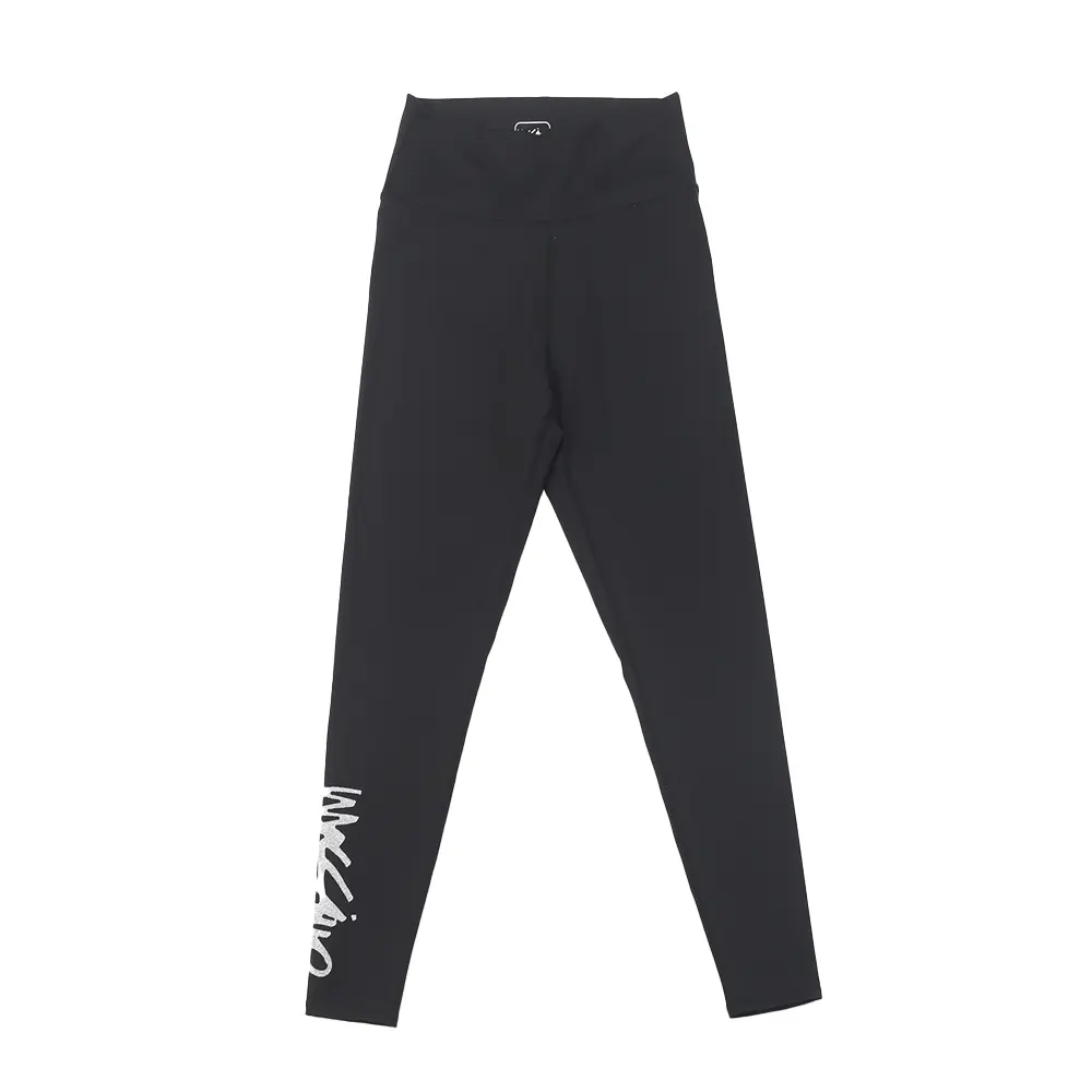 Women’s glitter logo print solid basic legging