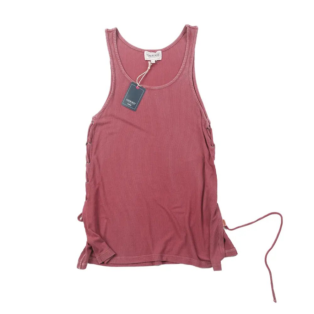 Acid washed women’s dip dyed slit rib tank